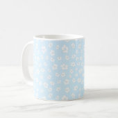 Light Blue Hibiscus Floral コーヒーマグカップ (正面左)