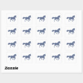 Light Blue Horse Silhouette Sticker スクエアシール (シート)