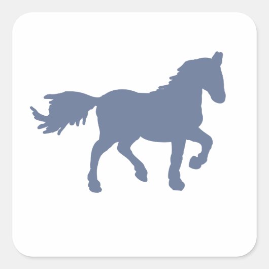 Light Blue Horse Silhouette Sticker スクエアシール (正面)