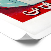 Light Blue Indian Matchbox Labels Grid Print ポスター (角)