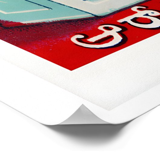 Light Blue Indian Matchbox Labels Grid Print ポスター (角)