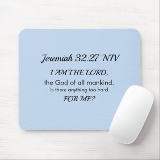 Light Blue Inspirational Bible Verse Power of God マウスパッド