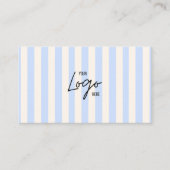 Light Blue & Ivory Stripes Bakery Logo QR Code 名刺 (正面)