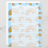 Light Blue Kawaii Rainbow Stationery Paper (正面/裏面)