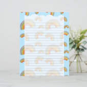 Light Blue Kawaii Rainbow Stationery Paper (スタンド正面)