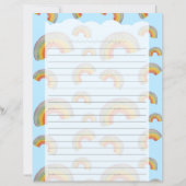 Light Blue Kawaii Rainbow Stationery Paper (正面)