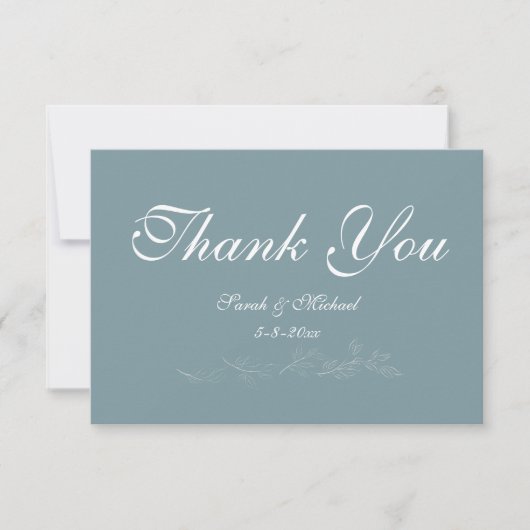 Light blue leaf Thank You Card サンキューカード (正面)