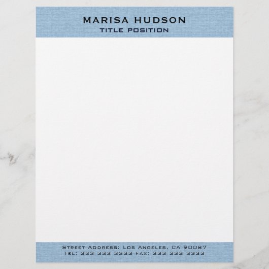 Light blue Linen Fabric Texture レターヘッド (正面)