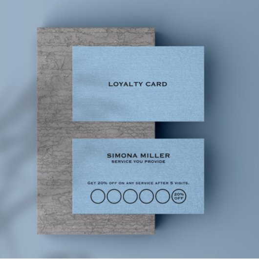 Light Blue Linen Texture Loyalty Card 名刺