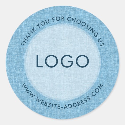 Light blue linen texture personalized text ラウンドシール (正面)