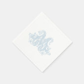 Light Blue "M" Monogram Cocktail Napkins スタンダードカクテルナプキン (角)