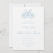 Light Blue "M" Monogram Wedding Invitation 招待状 (正面)