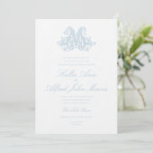 Light Blue "M" Monogram Wedding Invitation 招待状 (スタンド正面)