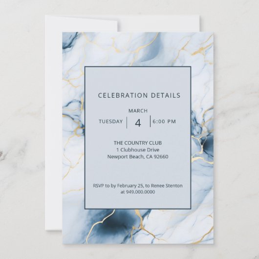 Light Blue Marble 95th Birthday 招待状 (裏面)