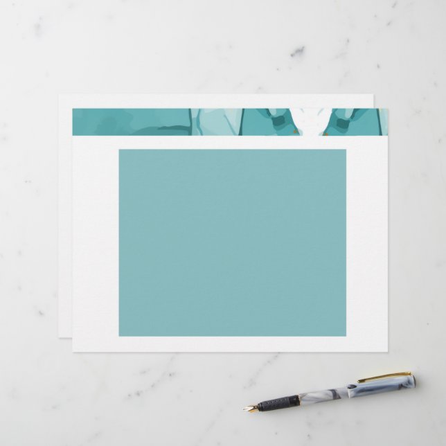Light Blue Marble Elegant Modern Pattern レターヘッド (正面/裏面インサイチュ)