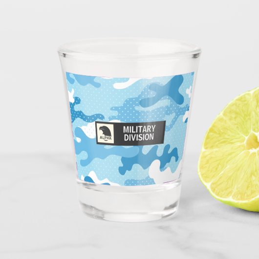 Light Blue Military Camo Shot Glass ショットグラス (正面)