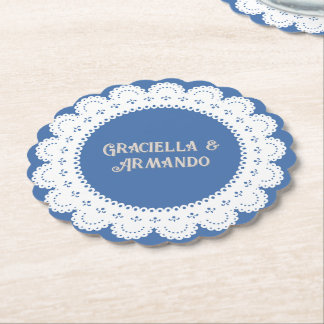 Light Blue Minimalist Paper Wedding Coasters ペーパーコースター