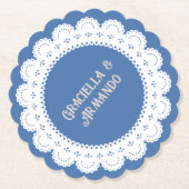 Light Blue Minimalist Paper Wedding Coasters ペーパーコースター (正面)