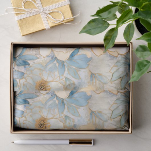 Light Blue Modern Abstract Roses  薄葉紙 (ギフト)