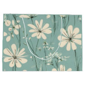 Light Blue Modern Groovy Daisy Flowers ラージペーパーバッグ (裏面)