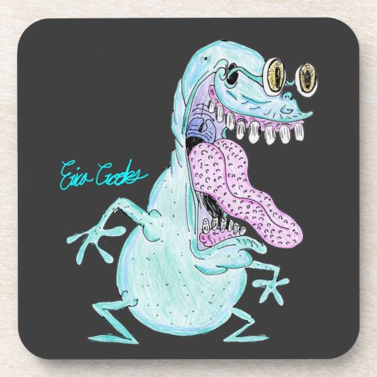 light blue monster alien cartoon コースター (正面)