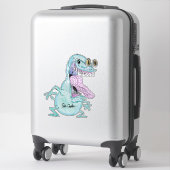 light blue monster alien cartoon シール (スーツケース)