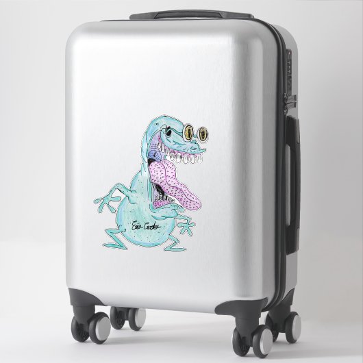 light blue monster alien cartoon シール (スーツケース)