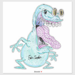 light blue monster alien cartoon シール