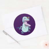 light blue monster alien cartoon ラウンドシール (封筒)