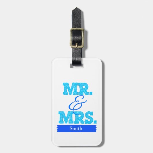 Light blue Mr & Mrs ラゲッジタグ (正面縦)