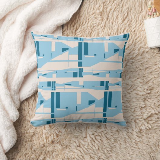 Light Blue on Beige Mediterranean Large Mosaics クッション (ブランケット)