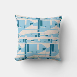 Light Blue on Beige Mediterranean Large Mosaics クッション