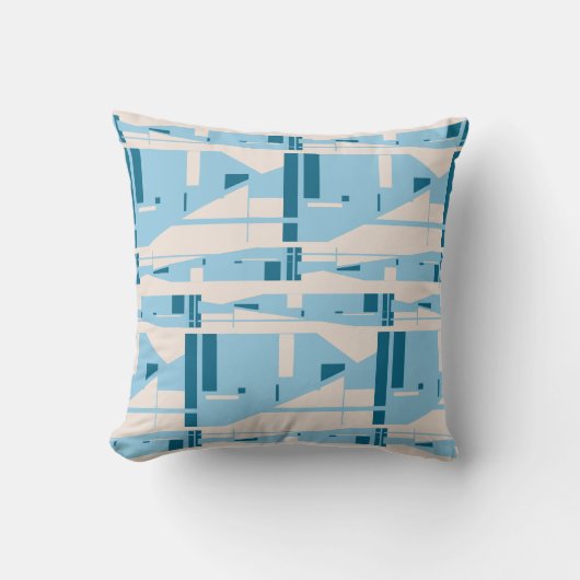 Light Blue on Beige Mediterranean Large Mosaics クッション (正面)