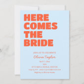 Light Blue Orange Bold Typography Bridal Shower 招待状 (正面)