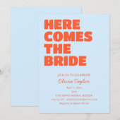 Light Blue Orange Bold Typography Bridal Shower 招待状 (正面/裏面)