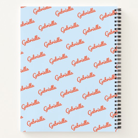 Light Blue Orange Name Personalized Script Notes ノートブック (裏面)