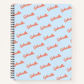 Light Blue Orange Name Personalized Script Notes ノートブック (正面)