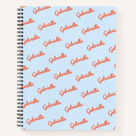 Light Blue Orange Name Personalized Script Notes ノートブック (正面)