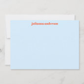 Light Blue Orange Stripe Personalized Stationery ノートカード (正面)