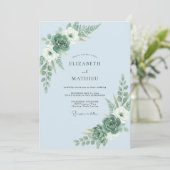 Light Blue Organic Woodland Wedding 招待状 (スタンド正面)