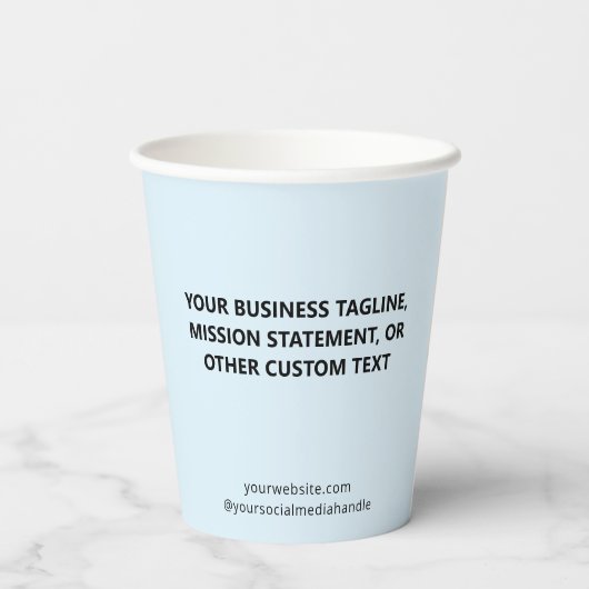 Light Blue Paper Cups Custom Business Logo 8 oz 紙コップ (裏面)