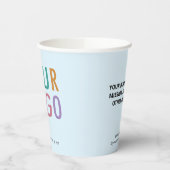 Light Blue Paper Cups Custom Business Logo 8 oz 紙コップ (左)