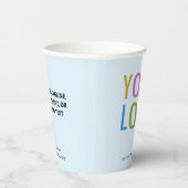 Light Blue Paper Cups Custom Business Logo 8 oz 紙コップ (右)