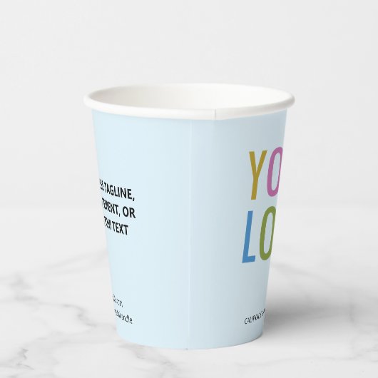 Light Blue Paper Cups Custom Business Logo 8 oz 紙コップ (右)