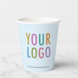 Light Blue Paper Cups Custom Business Logo 8 oz 紙コップ
