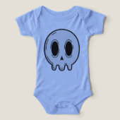 Light Blue Pastel Goth Skull Baby Bodysuit Edgy In (デザイン正面)