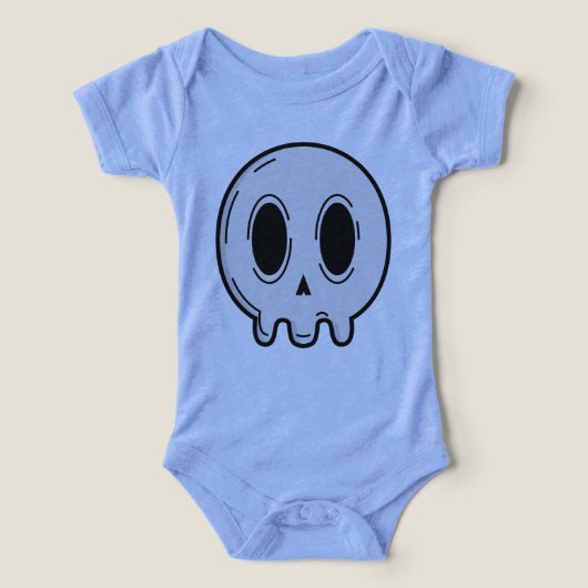 Light Blue Pastel Goth Skull Baby Bodysuit Edgy In (デザイン正面)