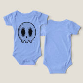 Light Blue Pastel Goth Skull Baby Bodysuit Edgy In (デザイン正面&裏面)