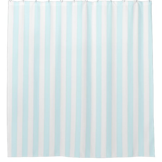 Light Blue Pastel Stripes Pattern Nautical Modern  シャワーカーテン (正面)