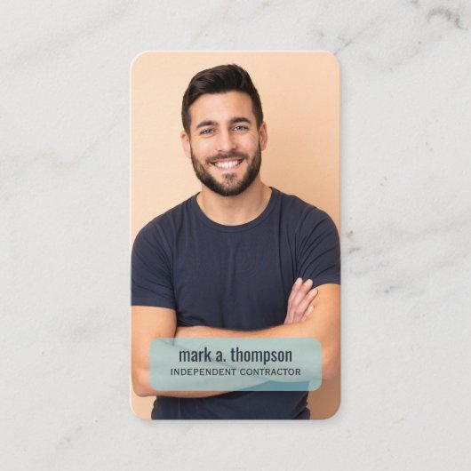 Light Blue Photo QR Code Connect With Me 名刺 (正面)